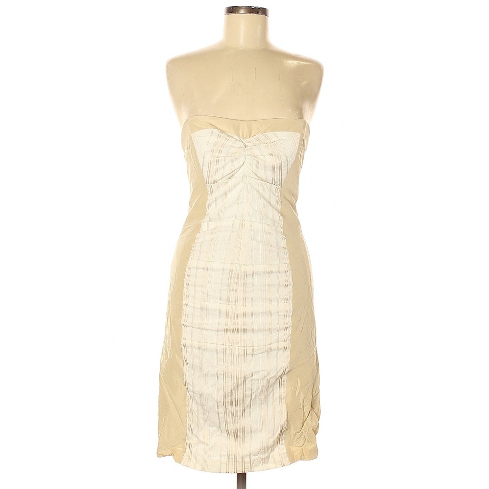 ❤️‍ VINTAGE Nicole Miller Collection 90s Ivory Strapless Silk Blend Party Dress